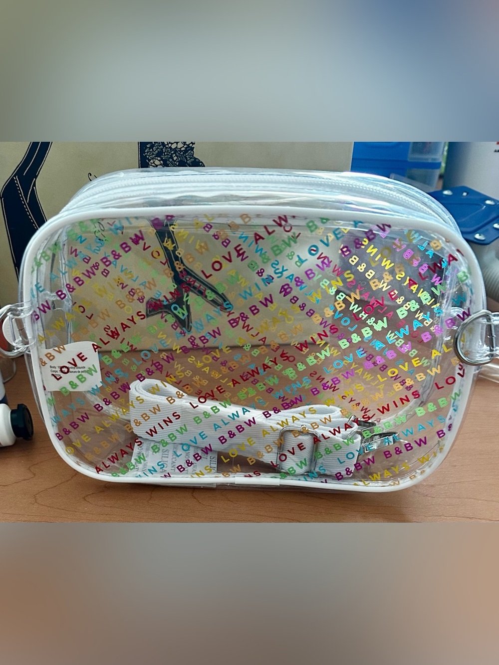 Clear Multicolor Love Always Wins Crossbody Bag
